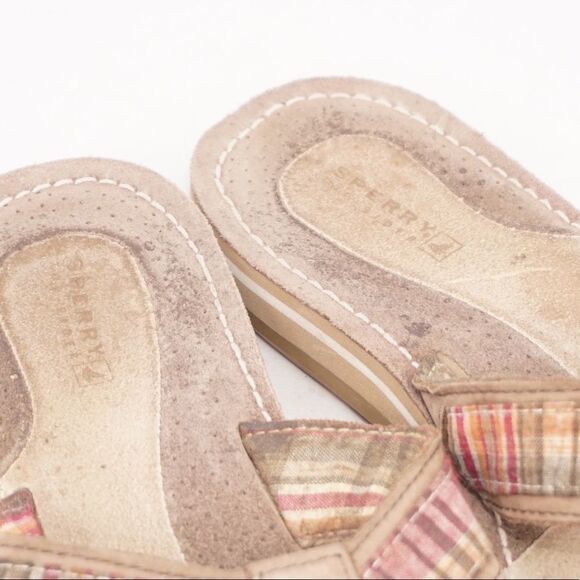 SPERRY TopSider Plaid Leather Thong Sandals, 7 - Picture 5 of 10